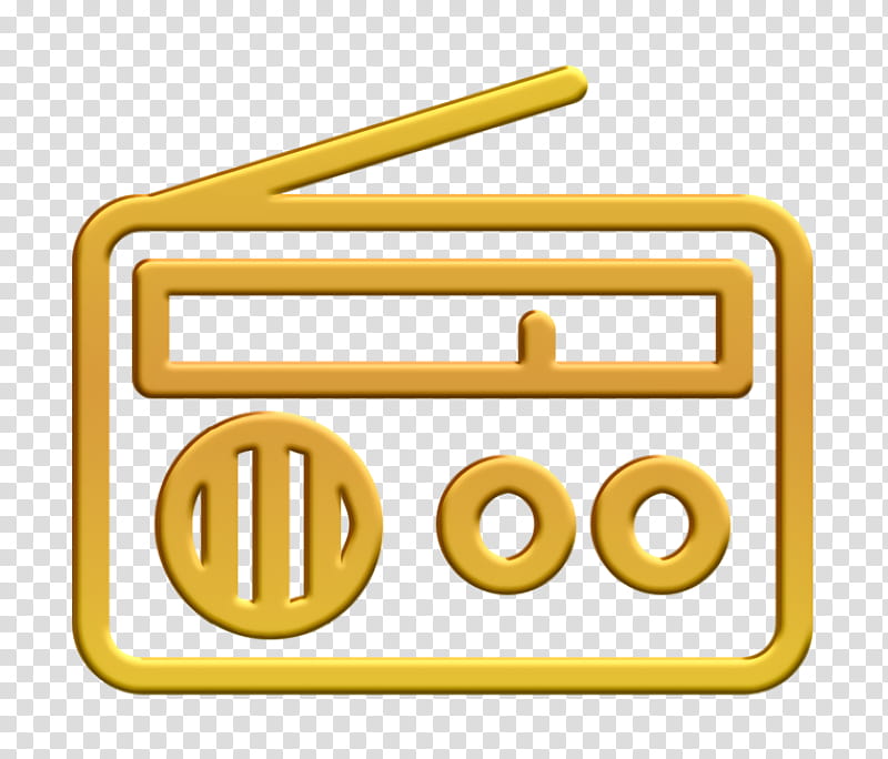 Advertising icon Radio icon, Yellow, Text, Line, Symbol transparent background PNG clipart