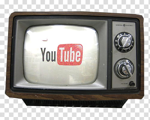 gray and brown CRT TV with Youtube logo transparent background PNG clipart