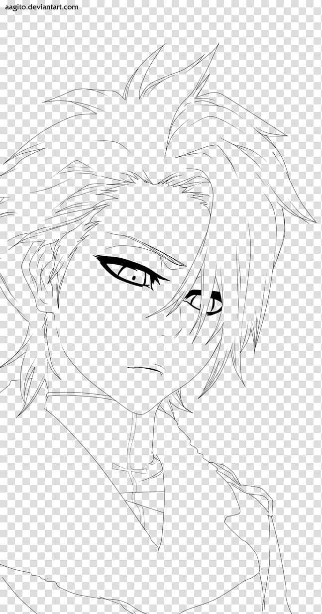 Toushiro Zombie Lineart Male Anime Character Illustration