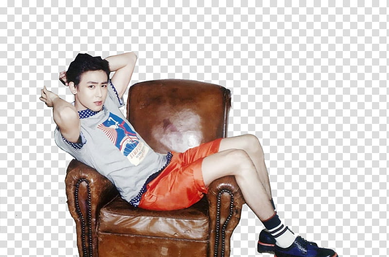 Nichkhun for I m David ss , man sitting on leather sofa chair transparent background PNG clipart