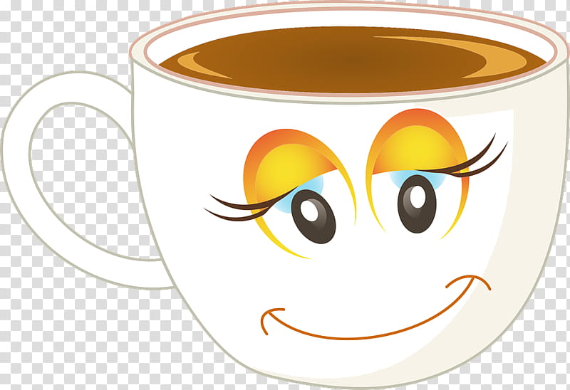 Coffee cup, Emoticon, Drinkware, Cartoon, Facial Expression, Mug, Head, Yellow transparent background PNG clipart