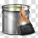 gray paint can and brush transparent background PNG clipart
