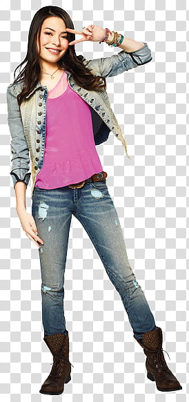woman wearing blue denim jacket and blue ripped jeans transparent background PNG clipart