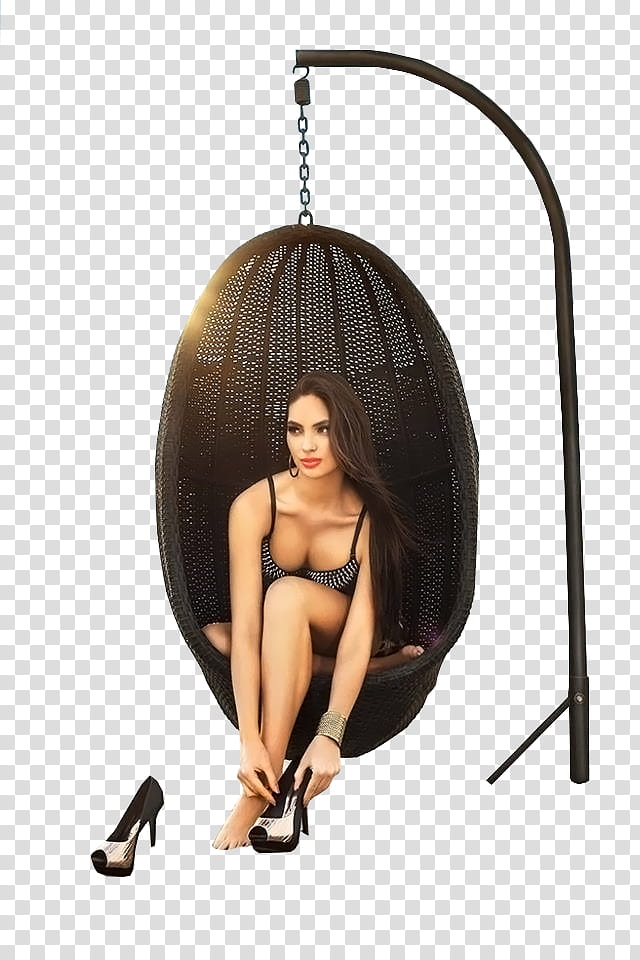 Natalie Vertiz, woman sitting on egg chair transparent background PNG clipart