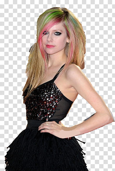 Avril Lavigne , Evanescence wearing black spaghetti strap dress transparent background PNG clipart