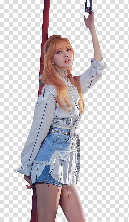 EXID Night Rather Than Day HQ, Exid member leaning on brown pole transparent background PNG clipart