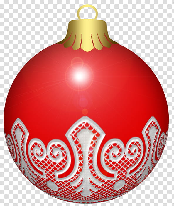 balls lace, red and white Christmas bauble transparent background PNG clipart