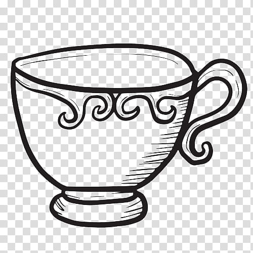 Coffee Cup Cup, Teacup, Mug, Teapot, Black And White
, Tableware, Serveware, Drinkware transparent background PNG clipart