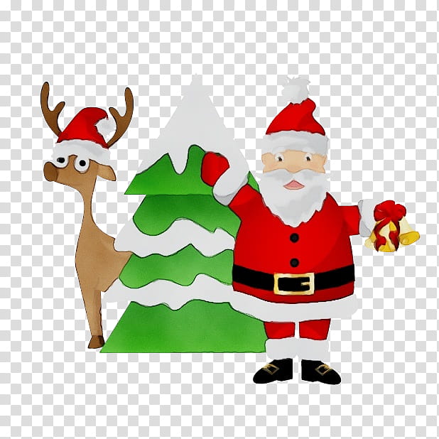 Santa claus, Watercolor, Paint, Wet Ink, Cartoon, Christmas , Christmas Elf, Deer transparent background PNG clipart