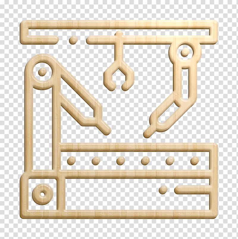 Conveyor icon Mass Production icon, Brass, Metal transparent background PNG clipart