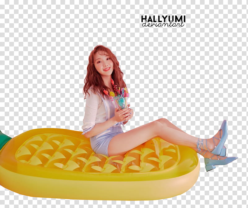 ELRIS Summer Dream Dream Ver, woman sitting on pineapple floater transparent background PNG clipart