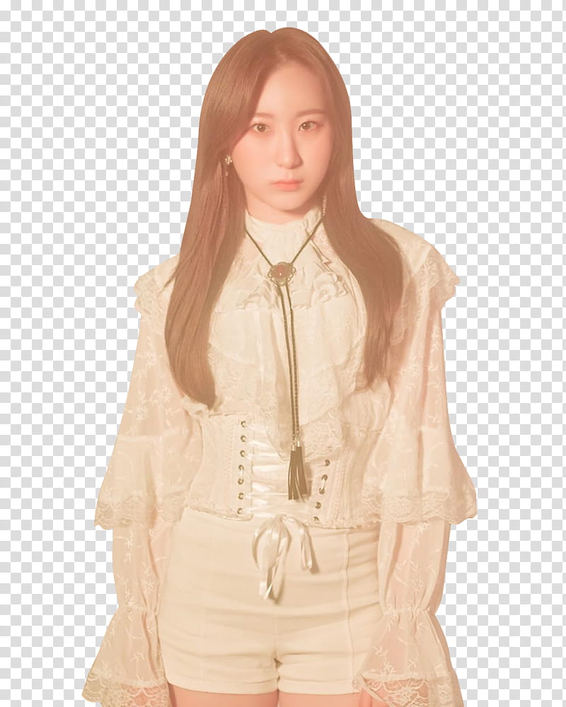 CHAEYEON COLOR IZ IZ ONE, woman wearing white long-sleeved top transparent background PNG clipart