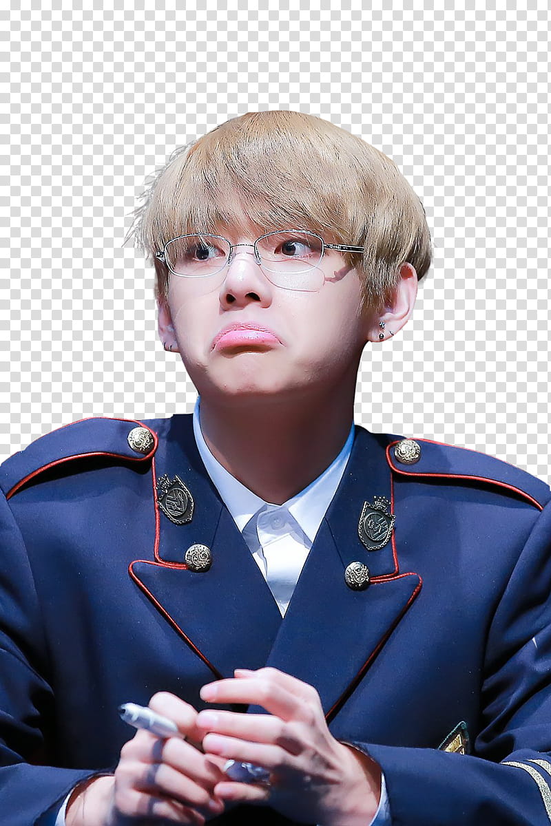 BTS TAEHYUNG V , man wearing blue uniform transparent background PNG clipart