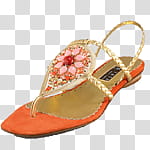 fashion shoes icons , , women's beaded orange and gold sandal transparent background PNG clipart