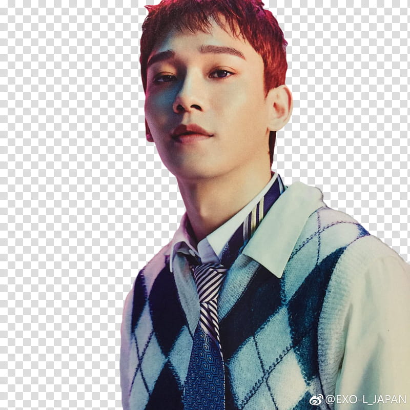 EXO CBX Magic, man in black and white argyle collared shirt transparent background PNG clipart