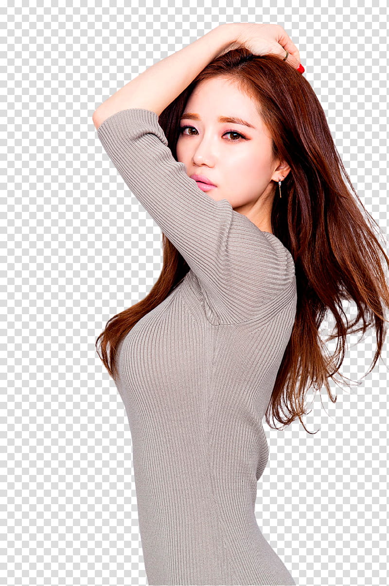 SEO SUNG KYUNG, woman wearing brown /-sleeved top holding hair transparent background PNG clipart