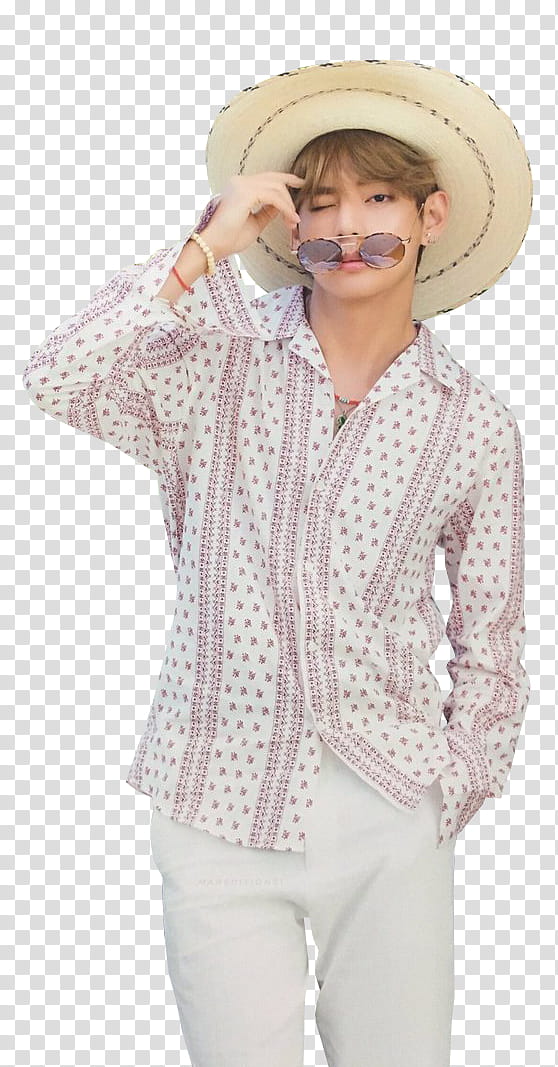 man wearing sunglasses and sun hat transparent background PNG clipart