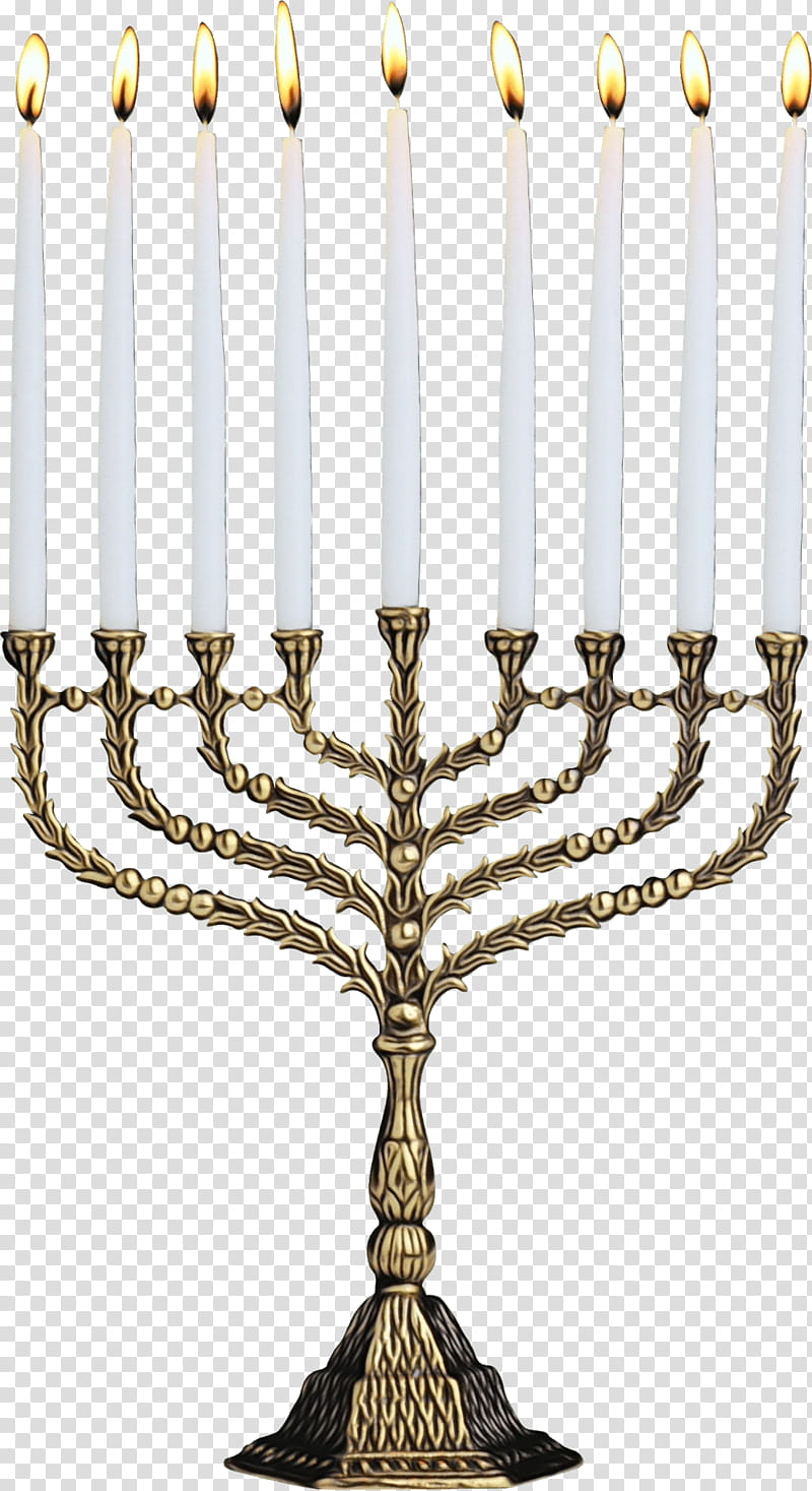 Hanukkah, Watercolor, Paint, Wet Ink, Candle Holder, Menorah, Lighting, Holiday transparent background PNG clipart