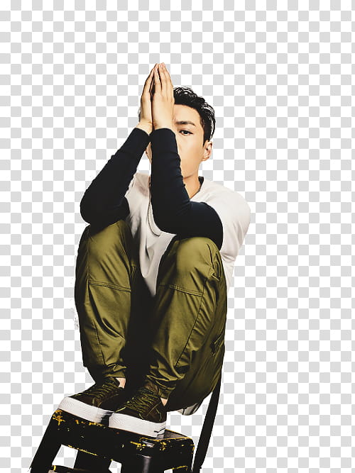 Lay EXO , man sitting on chair transparent background PNG clipart