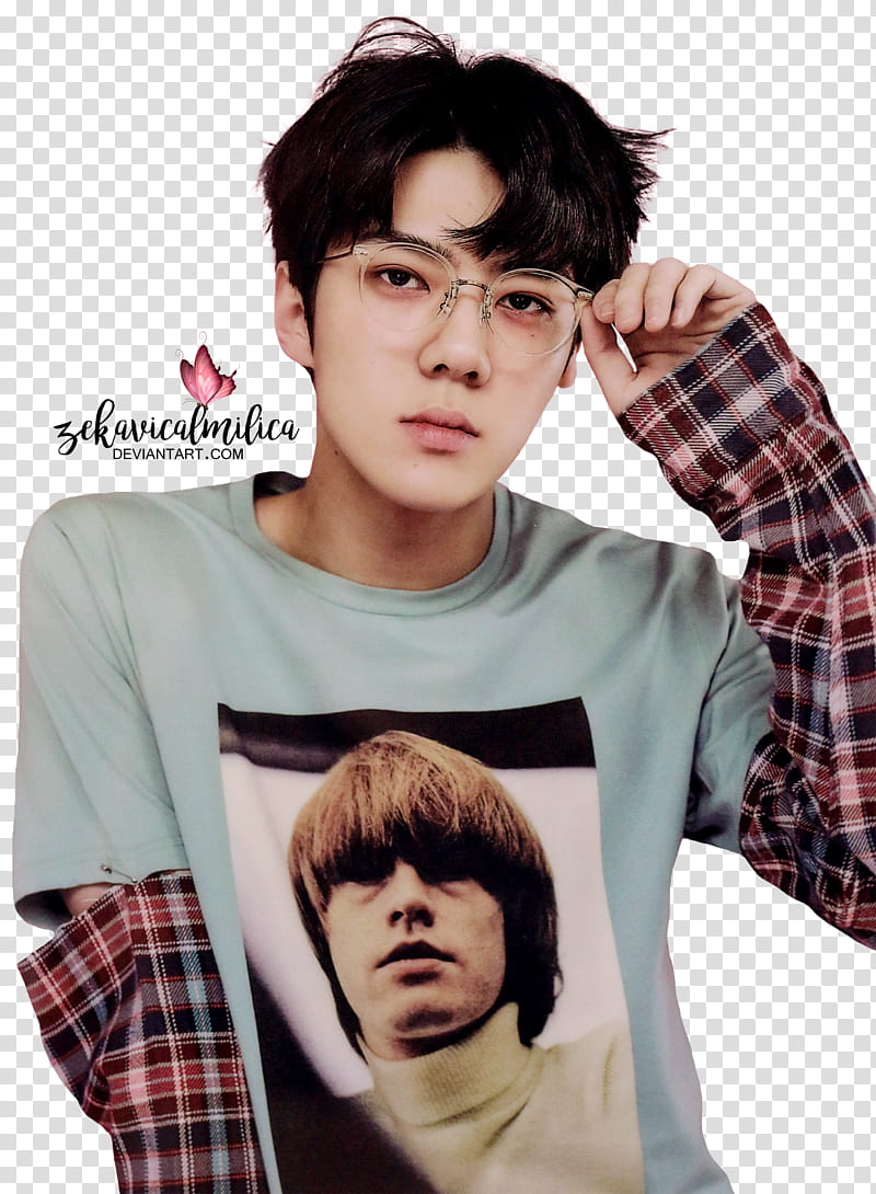 EXO Sehun Lucky One, Exo member holding eyeglasses transparent background PNG clipart