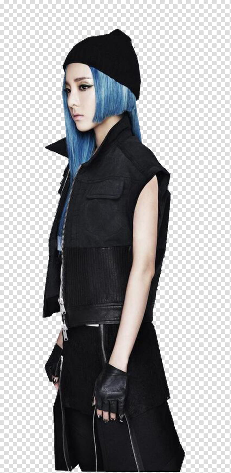 Dara NE, Sandara Park in black vest transparent background PNG clipart