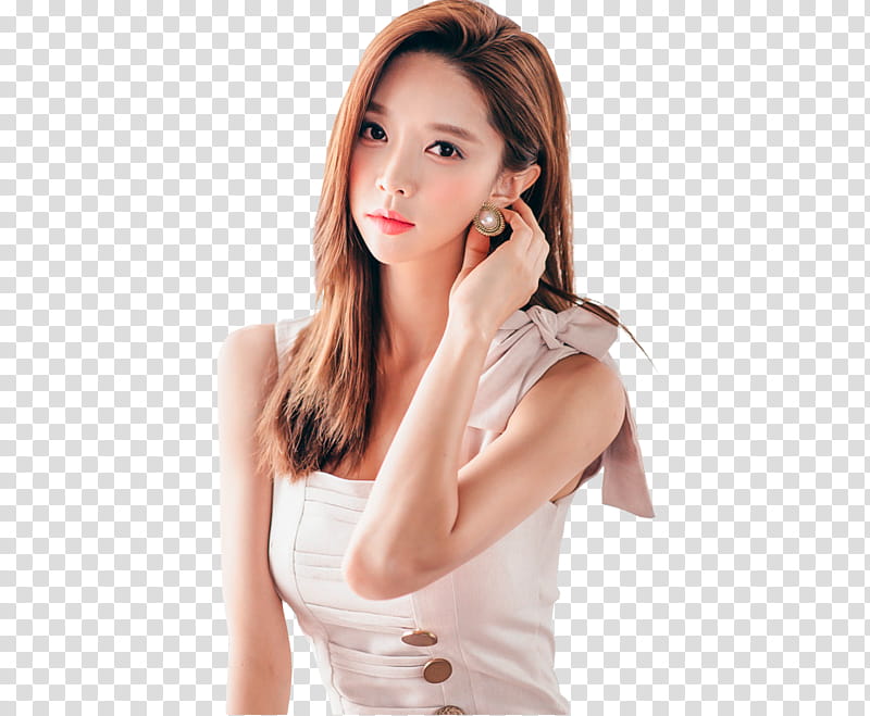 PARK SOO YEON, woman touching her ear transparent background PNG clipart