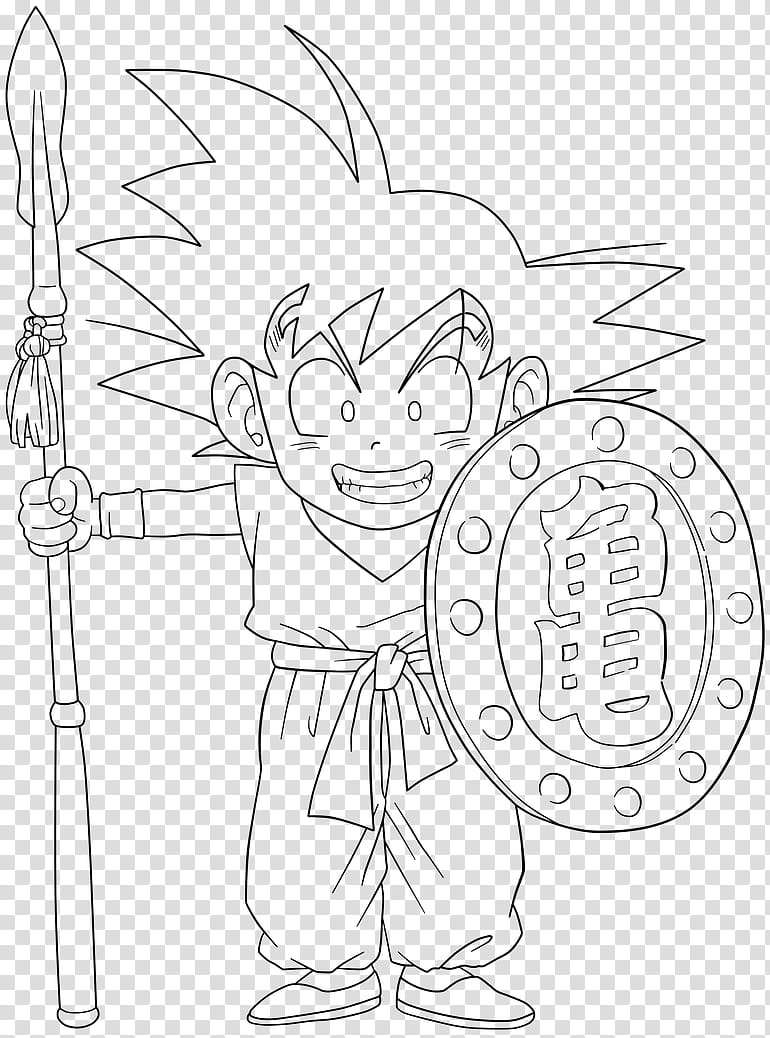 Dragon Ball, kid Goku , lineart transparent background PNG clipart