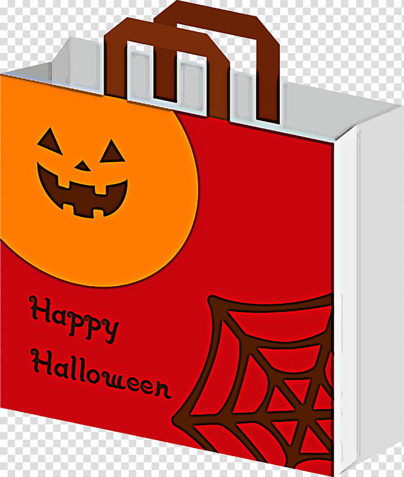 halloween gift bag shopping bag halloween sales, Orange, Logo, Smile, Paper Bag, Side Dish, Packaging And Labeling transparent background PNG clipart