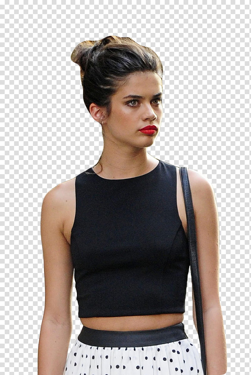 Sara Sampaio, woman wearing black crop top transparent background PNG clipart