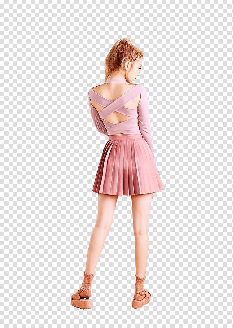 CHAE EUN, woman wearing pink top in back pose transparent background PNG clipart