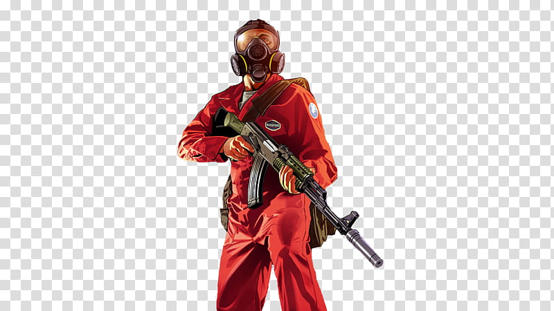 GTA V Pest Control Character file, man in orange suit with rifle illustration transparent background PNG clipart