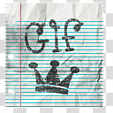 Notebook Paper Files, Doodle GIF crown....ib, GIF and crown printed on lined paper transparent background PNG clipart