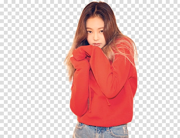 BlackPink, woman wearing red sweater standing transparent background PNG clipart
