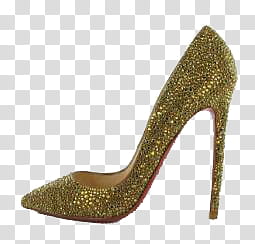 Shoes, unpaired gold-colored stiletto transparent background PNG clipart