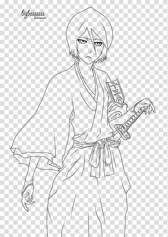 Kuchiki Rukia lineart transparent background PNG clipart