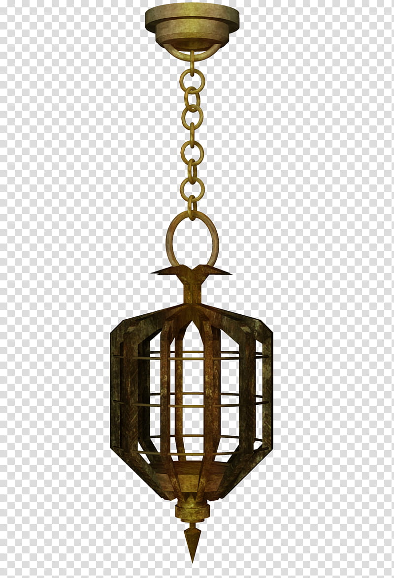 TWD Gothic Dark Arts Cage, gold-colored based pendant lamp transparent background PNG clipart