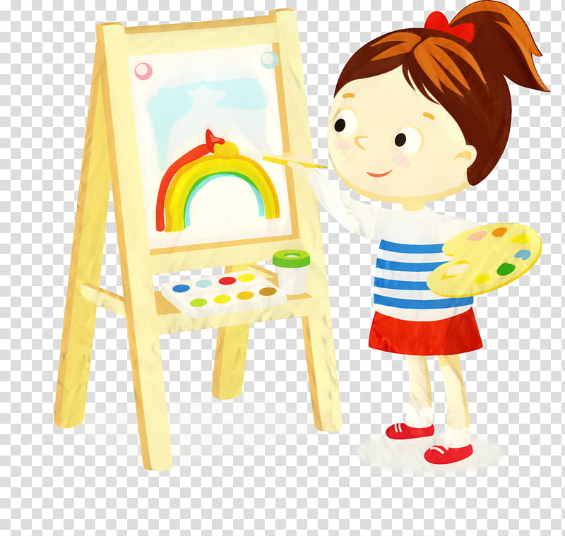 Easel, Painting, Student, Cartoon, Child, Cuteness, Play, Child Art transparent background PNG clipart