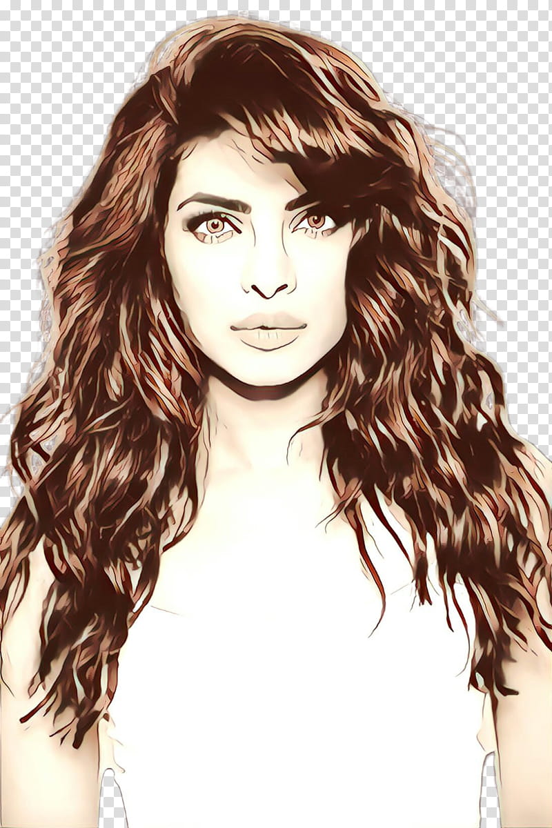 Hair, Cartoon, Priyanka Chopra, Miss World 2000, Long Hair, Layered Hair, Portrait M, Hair Coloring transparent background PNG clipart