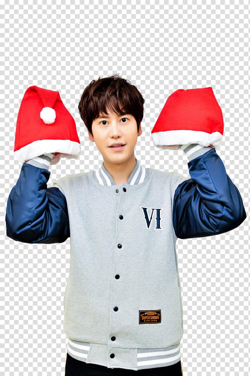Super JuniorELFJAPAN fukuoka Christmas , man wearing gray and blue button-up jacket transparent background PNG clipart