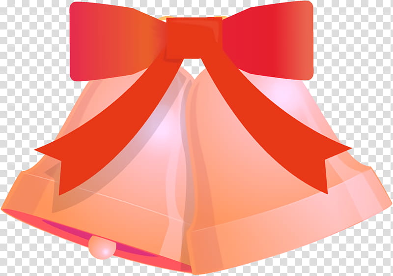 jingle bells Christmas bells bells, Orange, Pink, Red, Ribbon, Peach transparent background PNG clipart