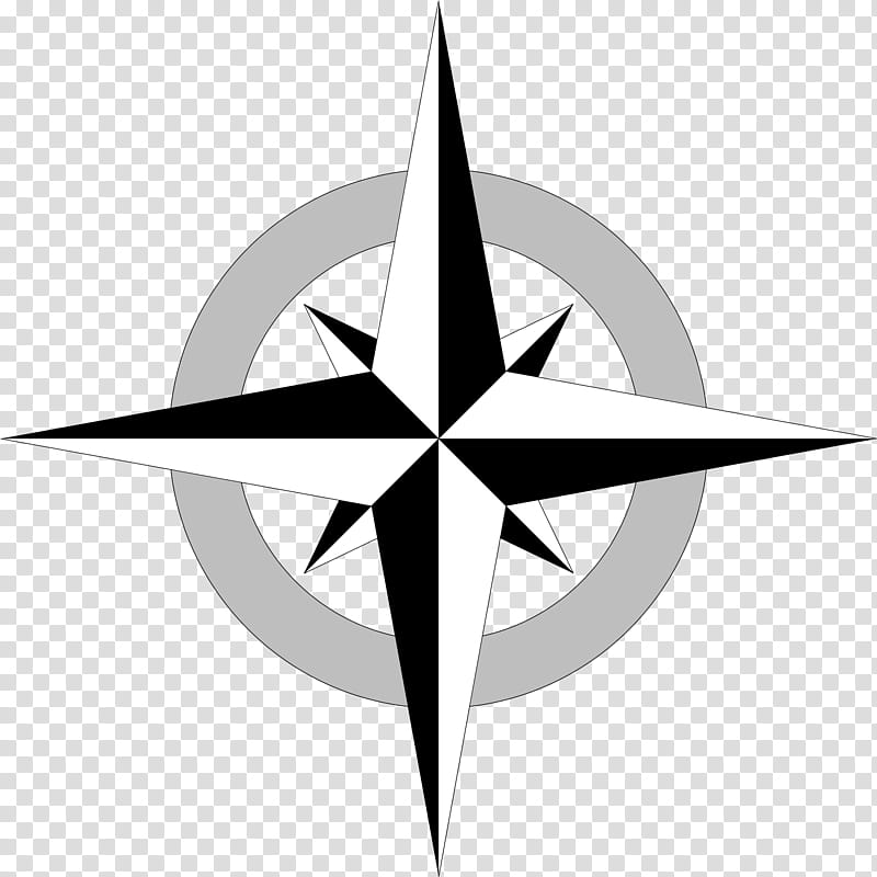 Compass Rose, North, Points Of The Compass, Blackandwhite, Star, Symmetry, Symbol transparent background PNG clipart
