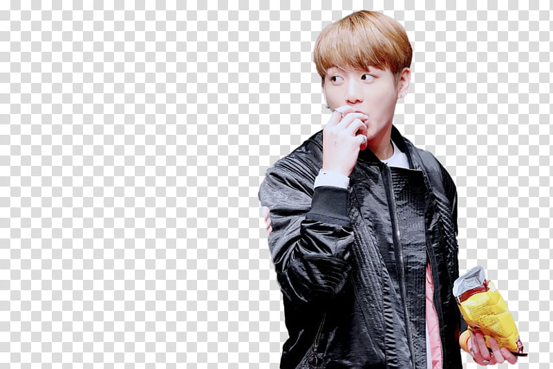 Jungkook BTS, man eating chips transparent background PNG clipart