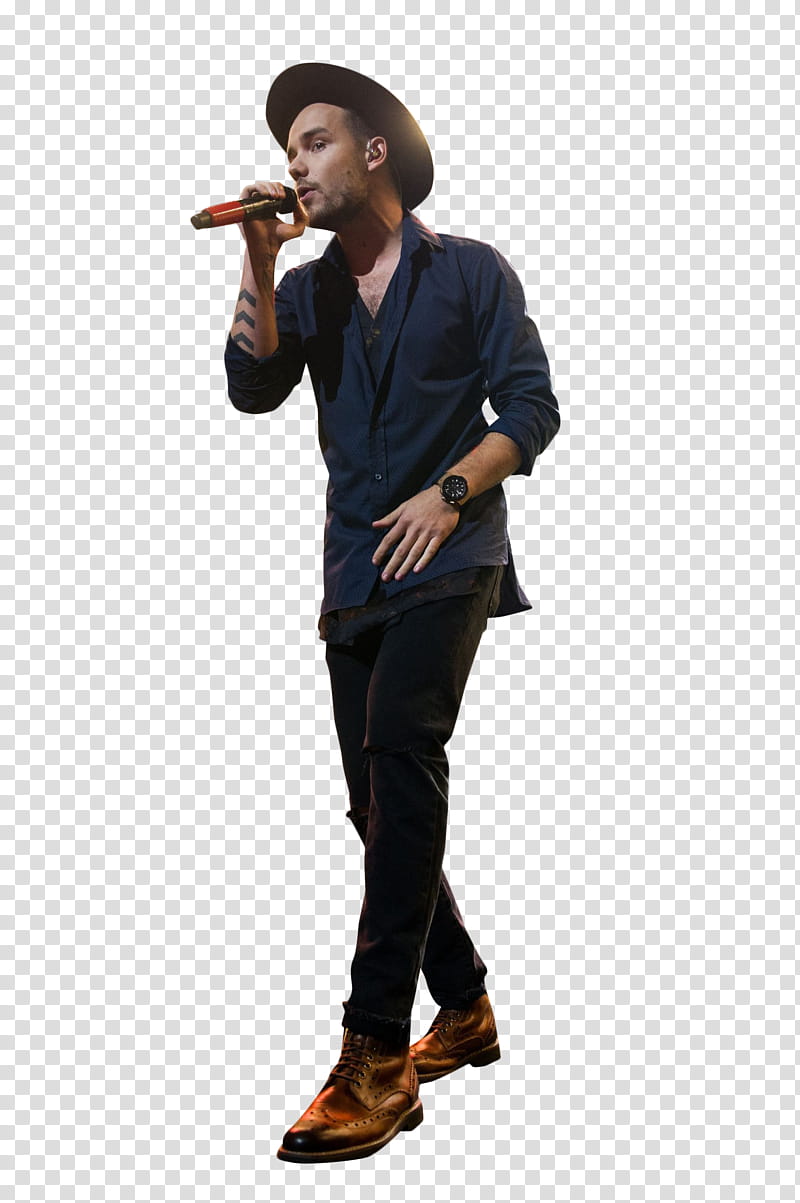 One Direction , man holding microphone transparent background PNG clipart
