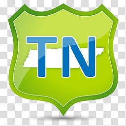 US State Icons, TENNESSEE, green and blue TN logo transparent background PNG clipart