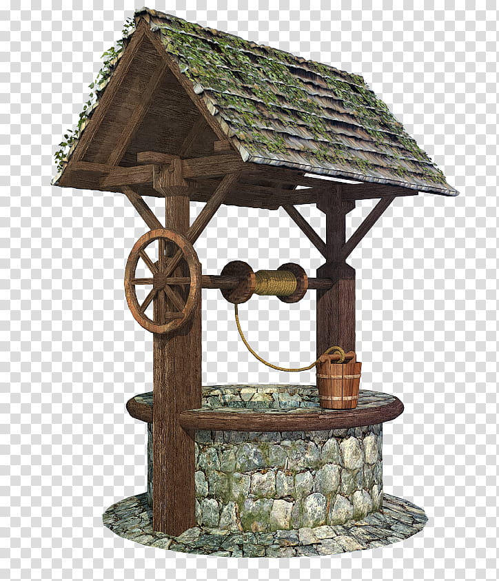Medieval Wishing Water Well, brown water well transparent background PNG clipart