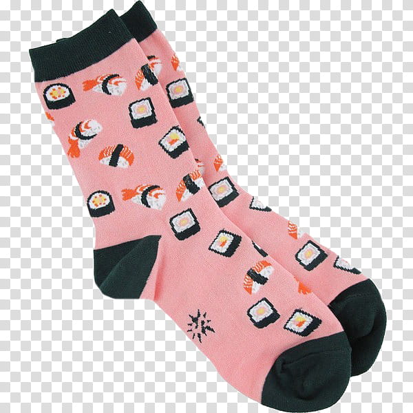 AESTHETIC, pair of pink-and-black crew socks transparent background PNG clipart