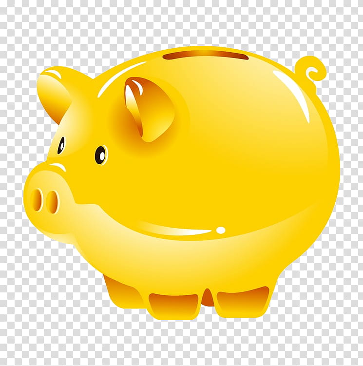 Piggy Bank, Money, Coin, Saving, Savings Bank, Yellow, Orange, Snout transparent background PNG clipart