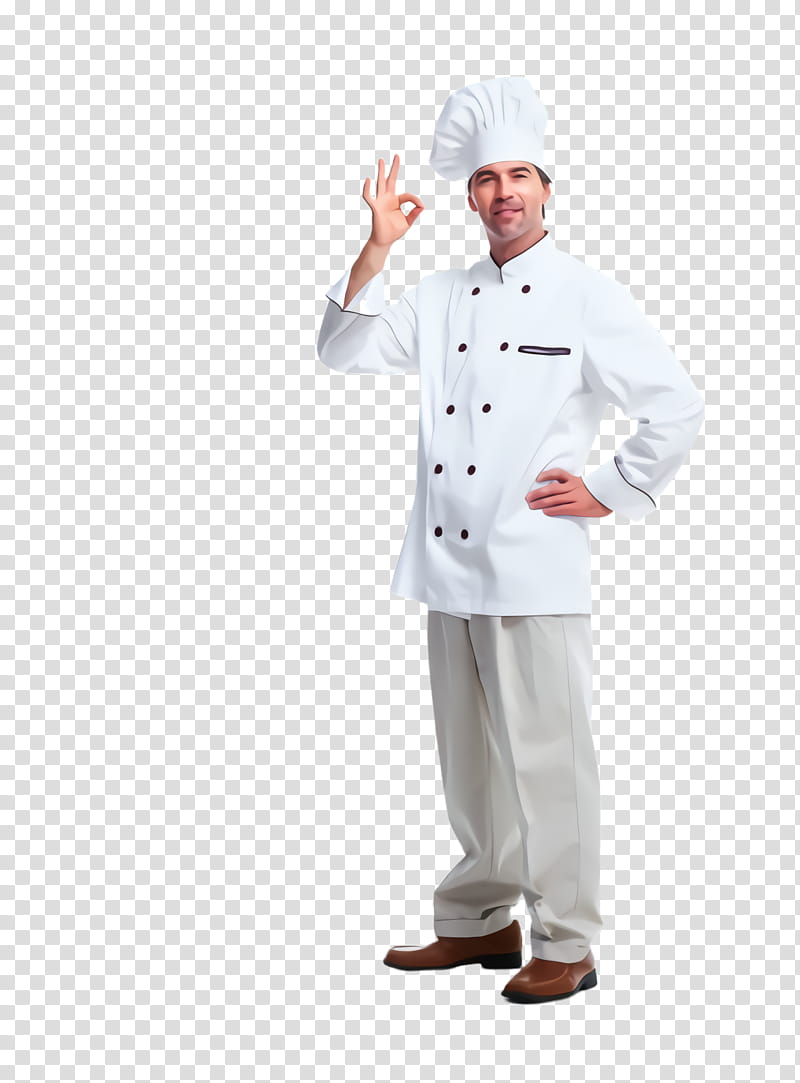 chef's uniform cook uniform chef chief cook, Chefs Uniform, Standing, Workwear, White Coat, Gesture, Sleeve transparent background PNG clipart