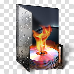 Dark  Folder Icon , Burn, burning disc with folder illustration transparent background PNG clipart