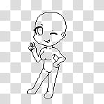 FU Chibi human bouncy pagedoll base, bald human sketch transparent background PNG clipart
